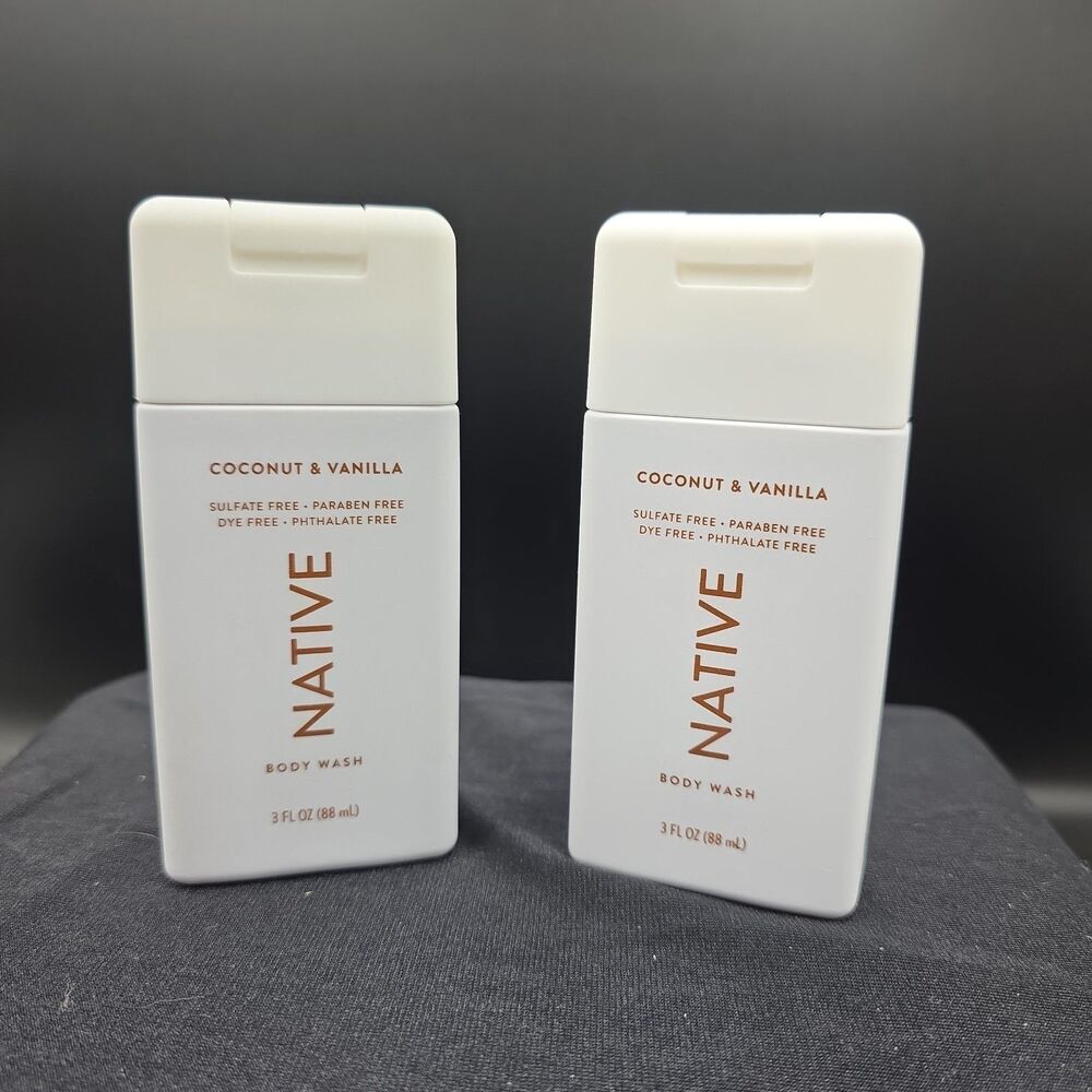 Native coconut vanilla Sulfate Paraben Free body wash Travel Size 2 Pcs Set 3oz